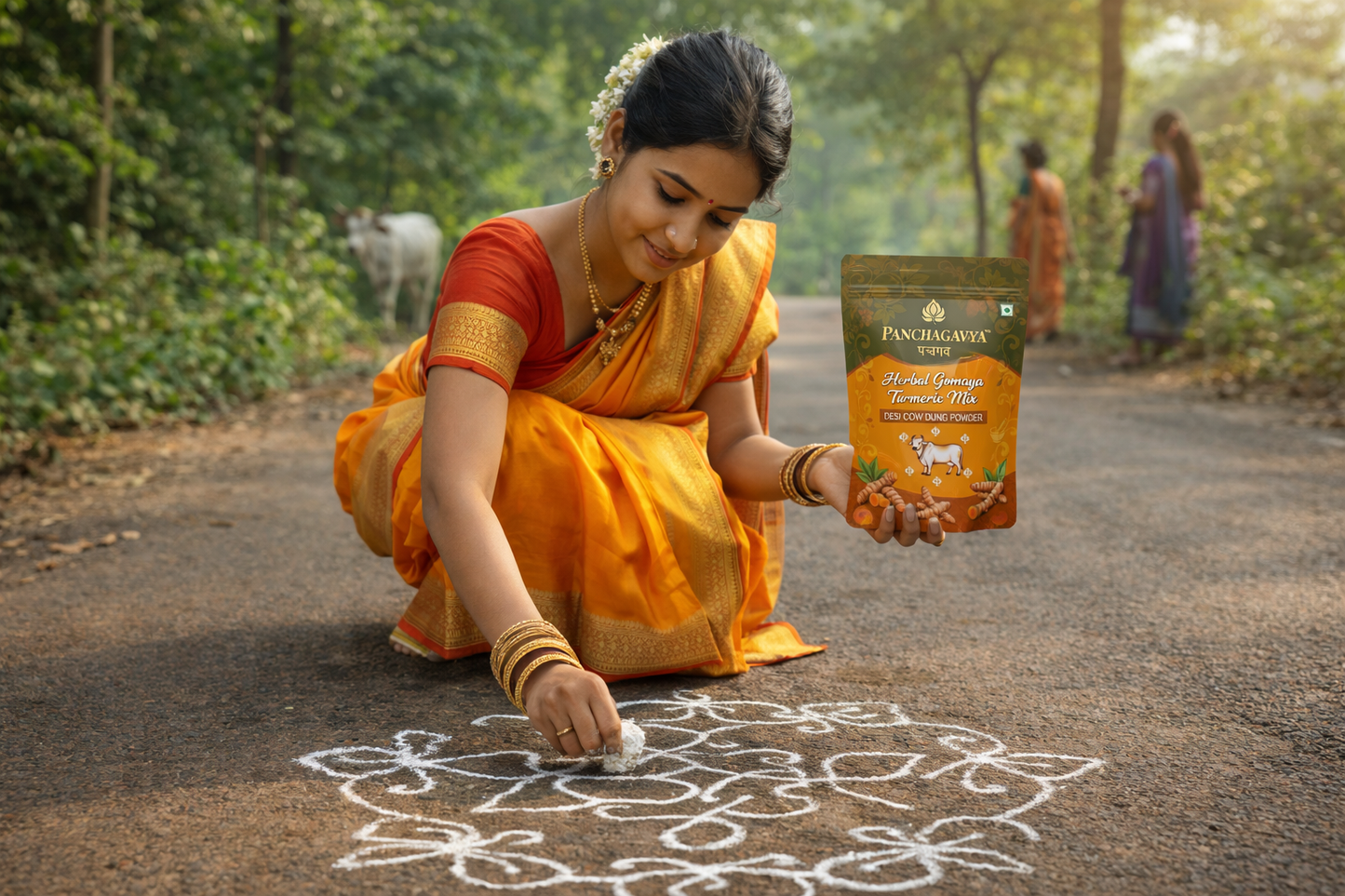 Panchagavya herbal gomaya turmeric mix desi cow dung powder