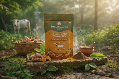 Panchagavya herbal gomaya turmeric mix desi cow dung powder